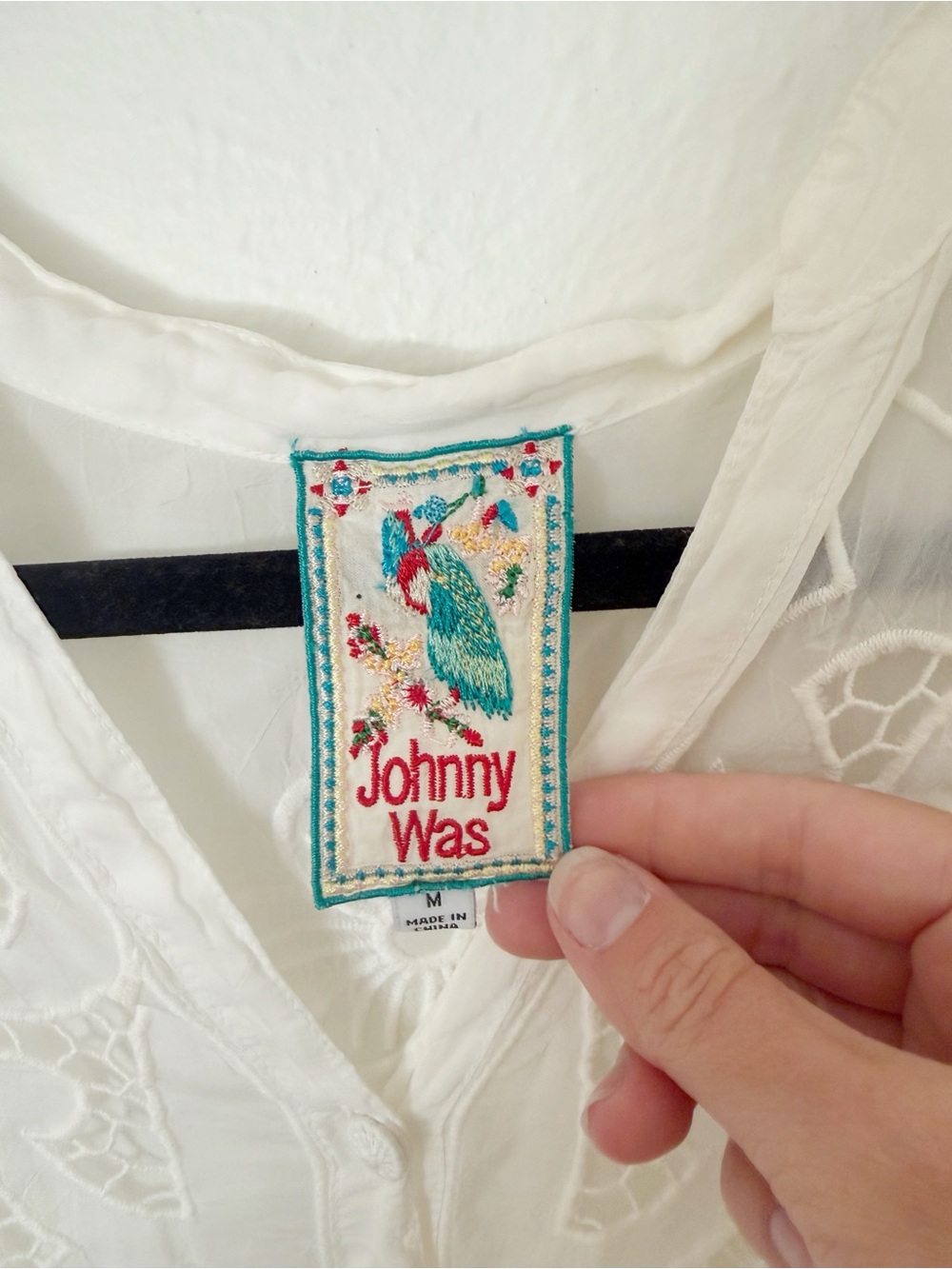 Johnny Was  Floral Eyelet Button Blouse Sz M - Picture 4 of 7